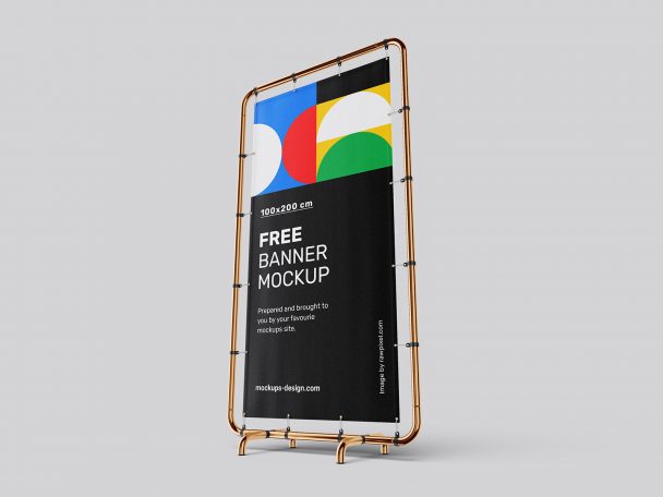 4 Free Vertical Standing Banner Mockup PSD Set - PsFiles