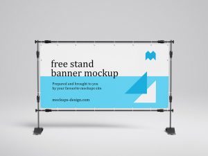 Free Rectangle Event Banner Stand Mockup PSD Set - PsFiles