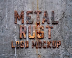 Free Metal Rust Logo Mockup PSD