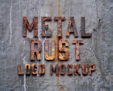 Free Metal Rust Logo Mockup PSD