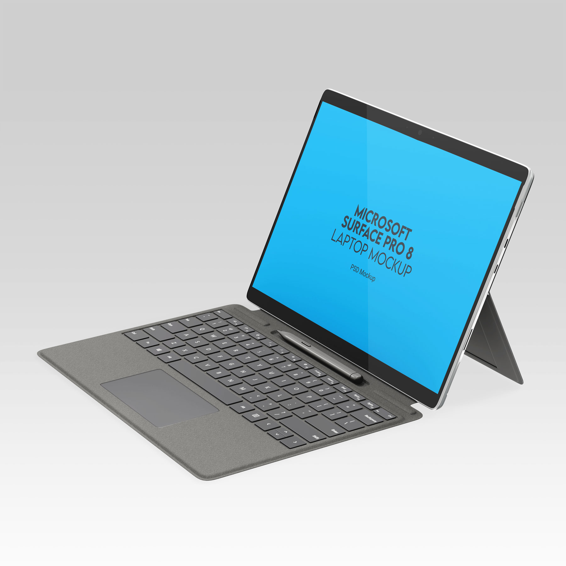 Free Surface Pro 8 Business Laptop Mockup PSD Set