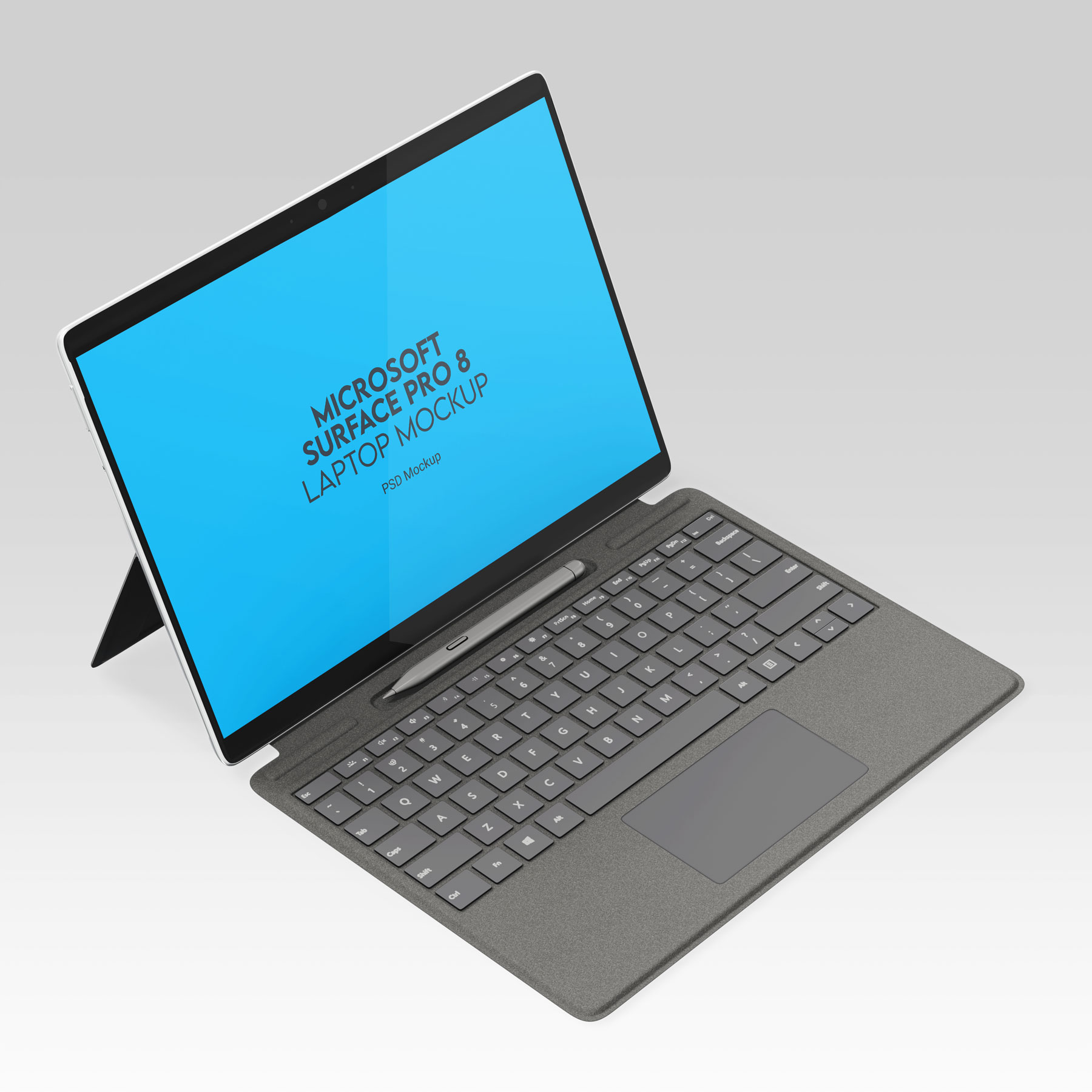 Free Surface Pro 8 Business Laptop Mockup PSD Set