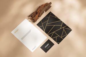 Free Simple Letterhead & Business Card Mockup PSD