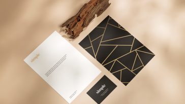 Free Simple Letterhead & Business Card Mockup PSD