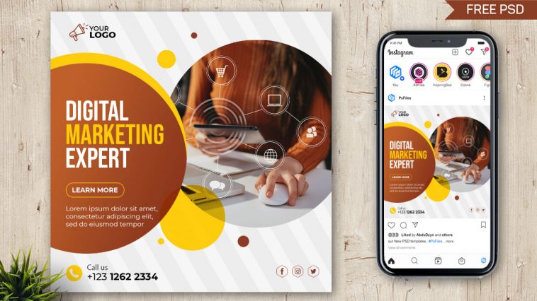 Free Digital Marketing Expert Instagram Post PSD Template