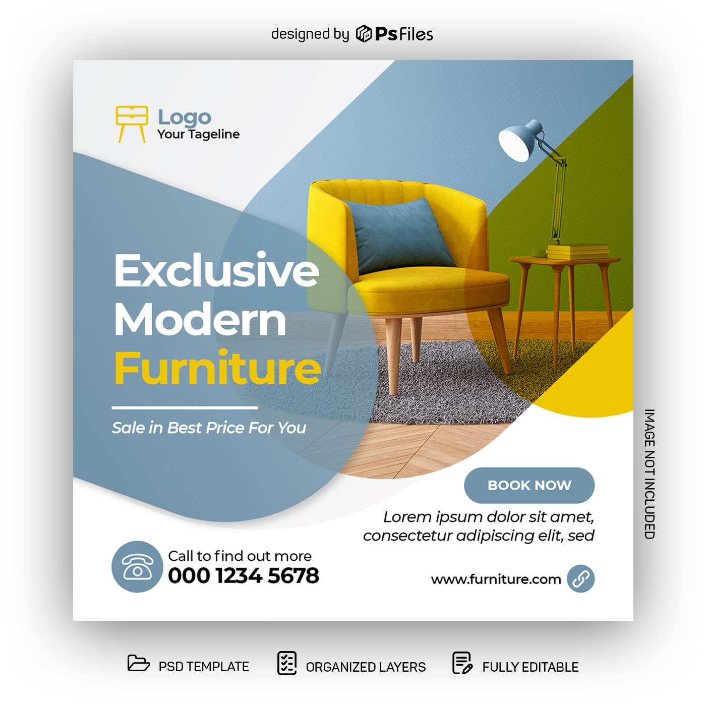 PsFiles Free Instagram Post Design PSD Template for Furniture Online Store
