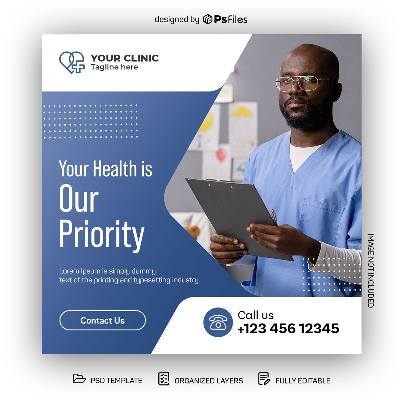 PsFiles Free Instagram Post Design PSD Template for Health Care