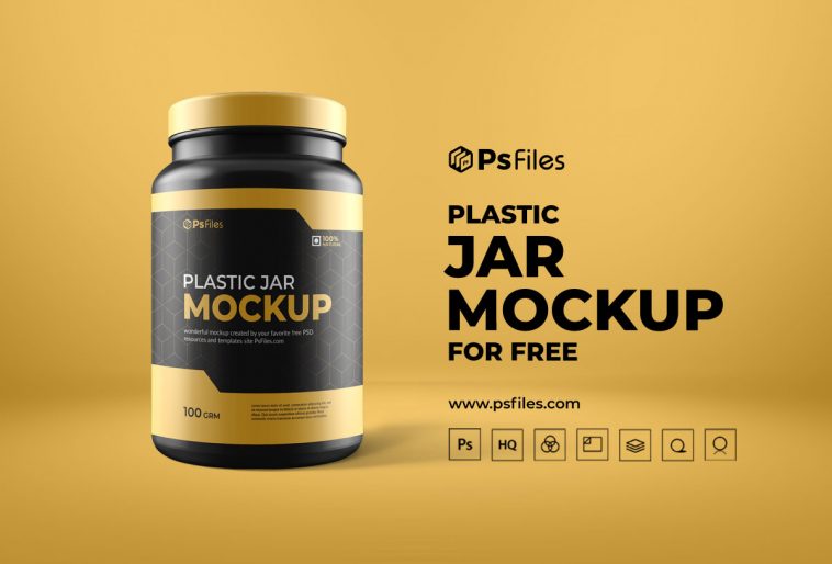 PsFiles Free Plastic Supplement Jar Bottle Mockup PSD