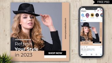 PsFiles Refresh Fashion Style Instagram Post Design Template PSD