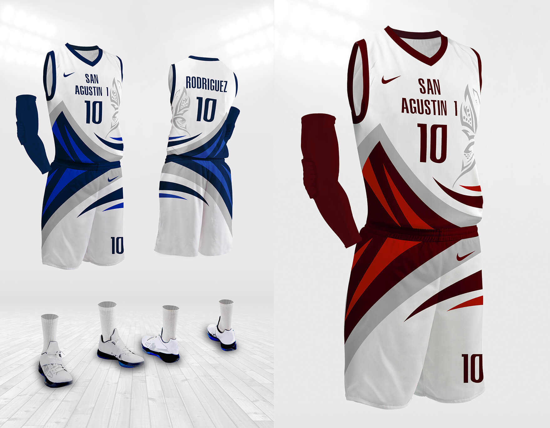 San Agustin Full set Basketball Uniform Jersey Mockup PSD Free - PsFiles