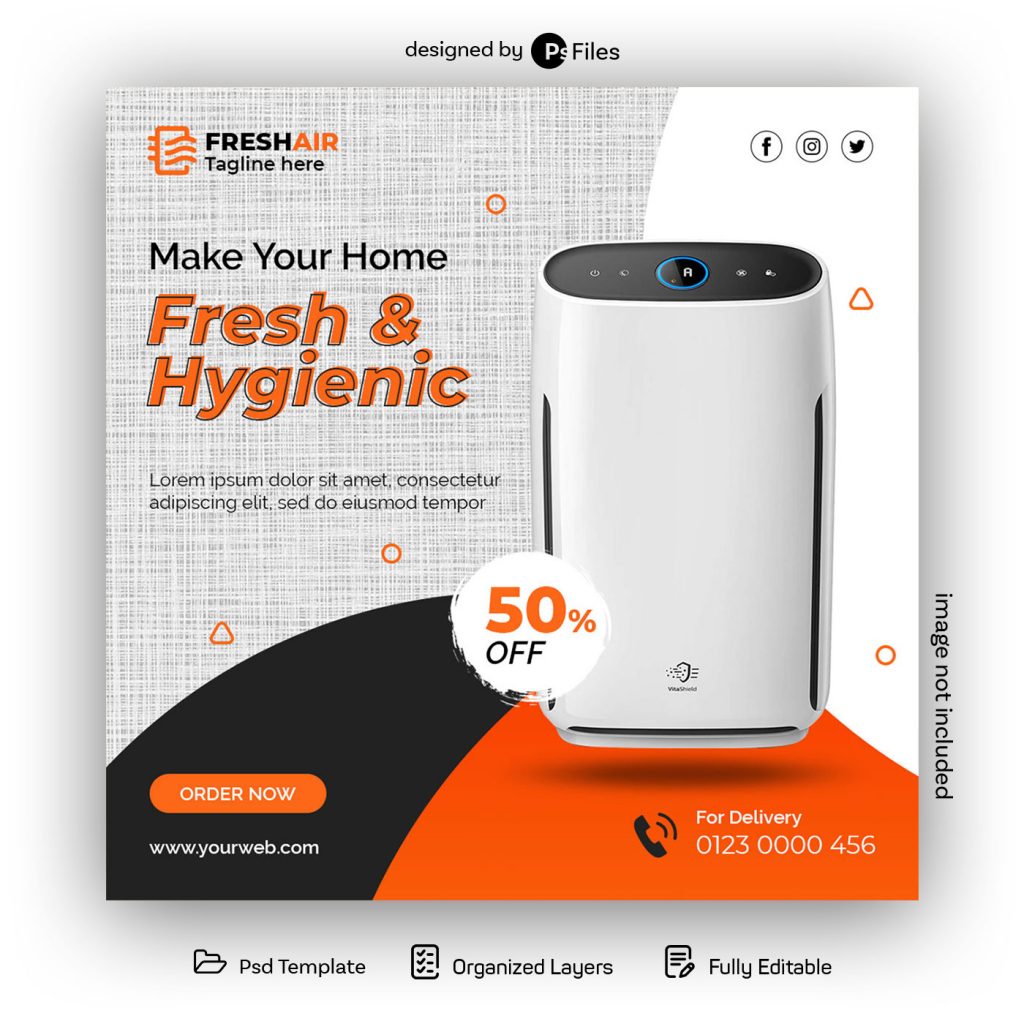 Air Purifier Home Appliance Product Instagram Post Design  Free Psd