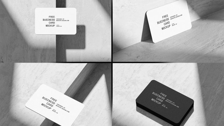 Free Top View Rounded Corner Business Card Mockup PSD Scene - PsFiles