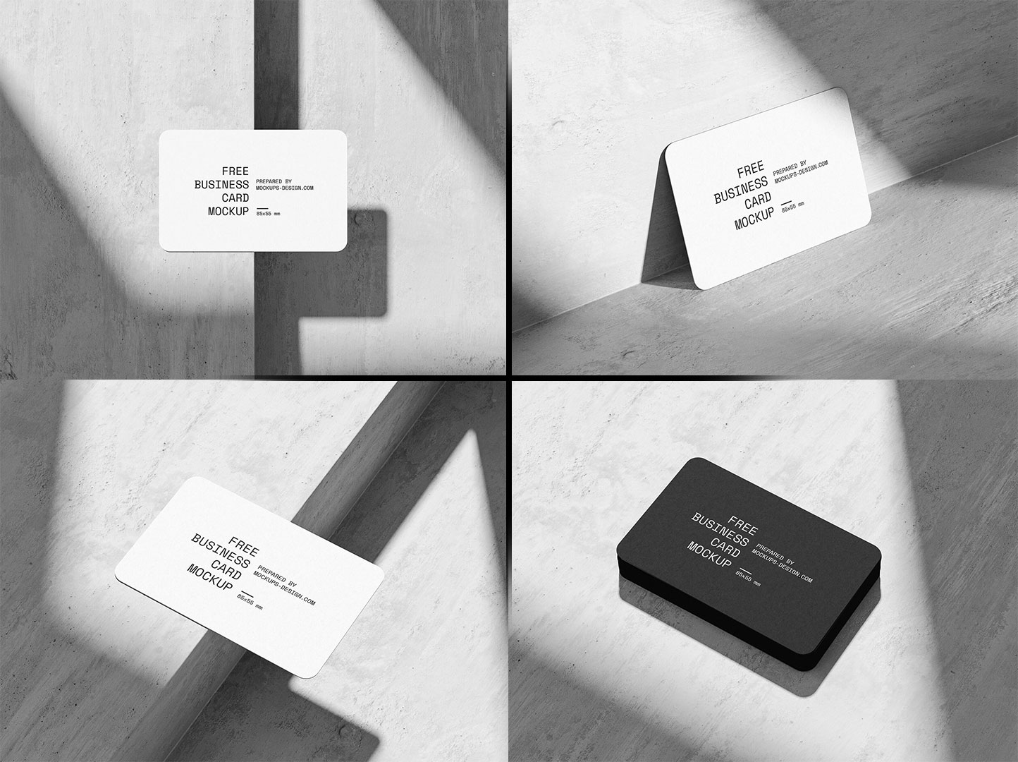 Download Free Corner Rounded Free Business Card Mockups On Concrete