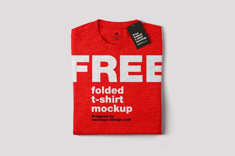 Free Folded T-Shirt Mockup PSD with Label Tag Mockup - PsFiles