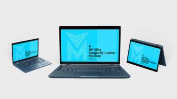 Free HP Elite Dragonfly Laptop Mockup PSD Set
