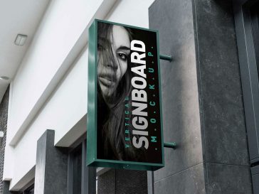 Free Vertical Shop Signboard Mockup PSD