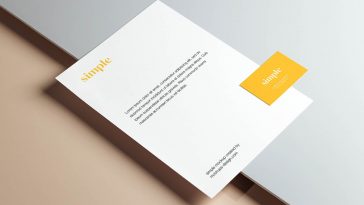 Free Simple Letterhead With Business Card Mockup PSD