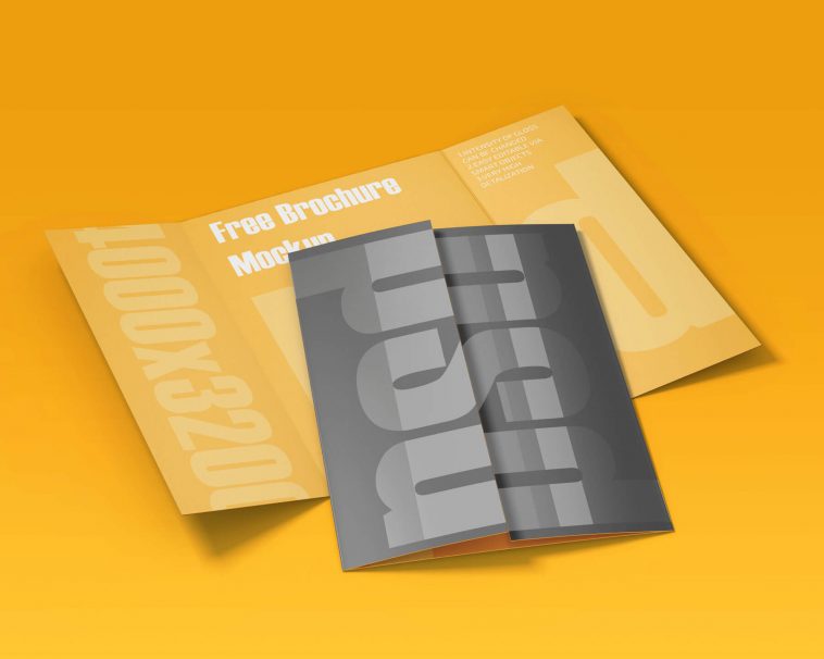 Free Single Gate Fold Brochure Mockups PSD Set