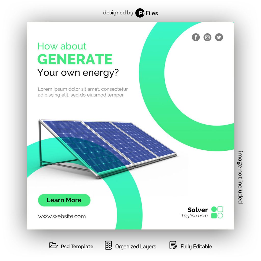 Free Solar Energy Instagram Post Design PSD Template