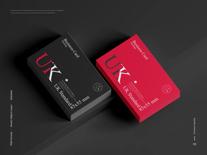 Free UK Standard 85×55 mm Business Card Mockup