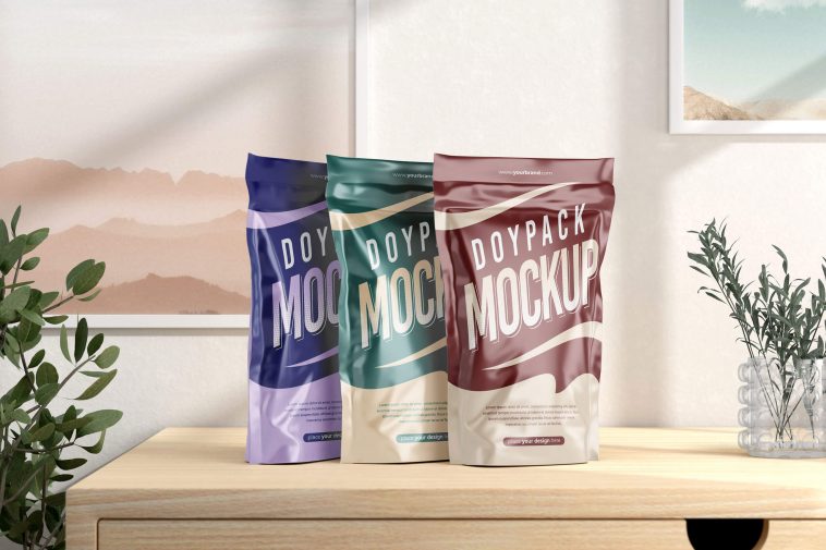 Free Zipper Doypack Mockup Mockup PSD