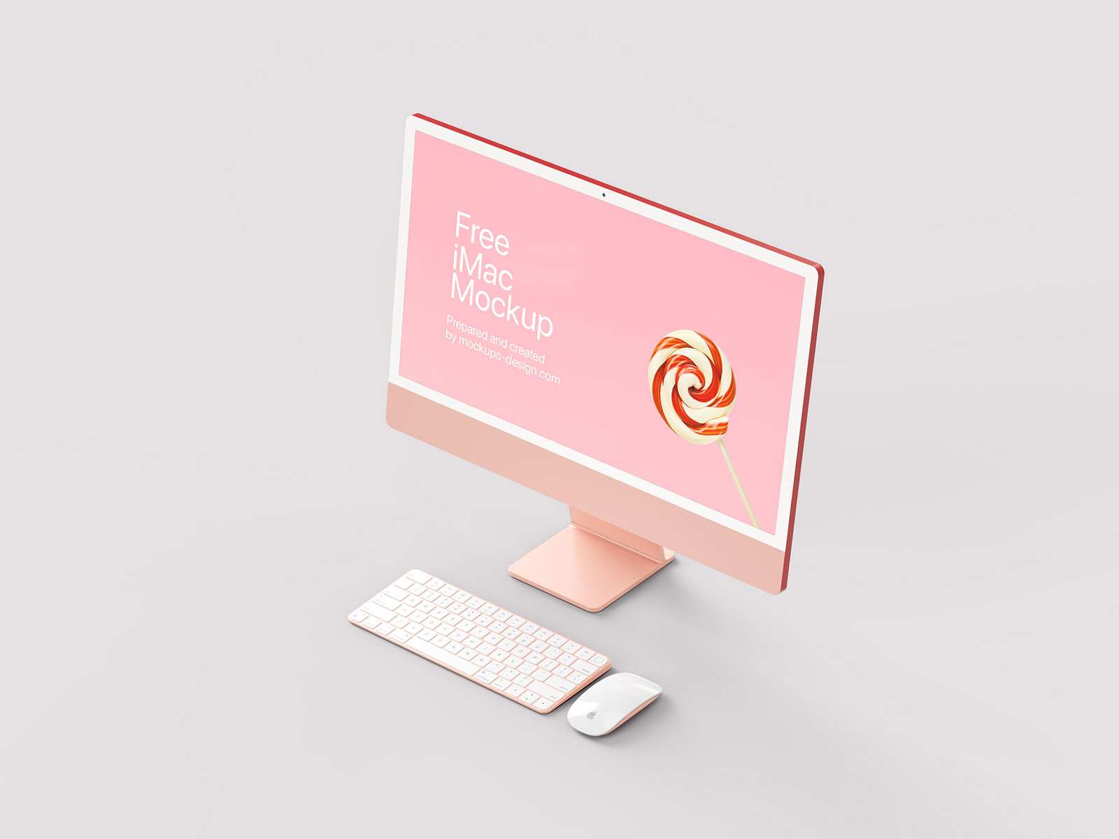 Free Pink iMac 24 inch 2022 Mockup PSD Set
