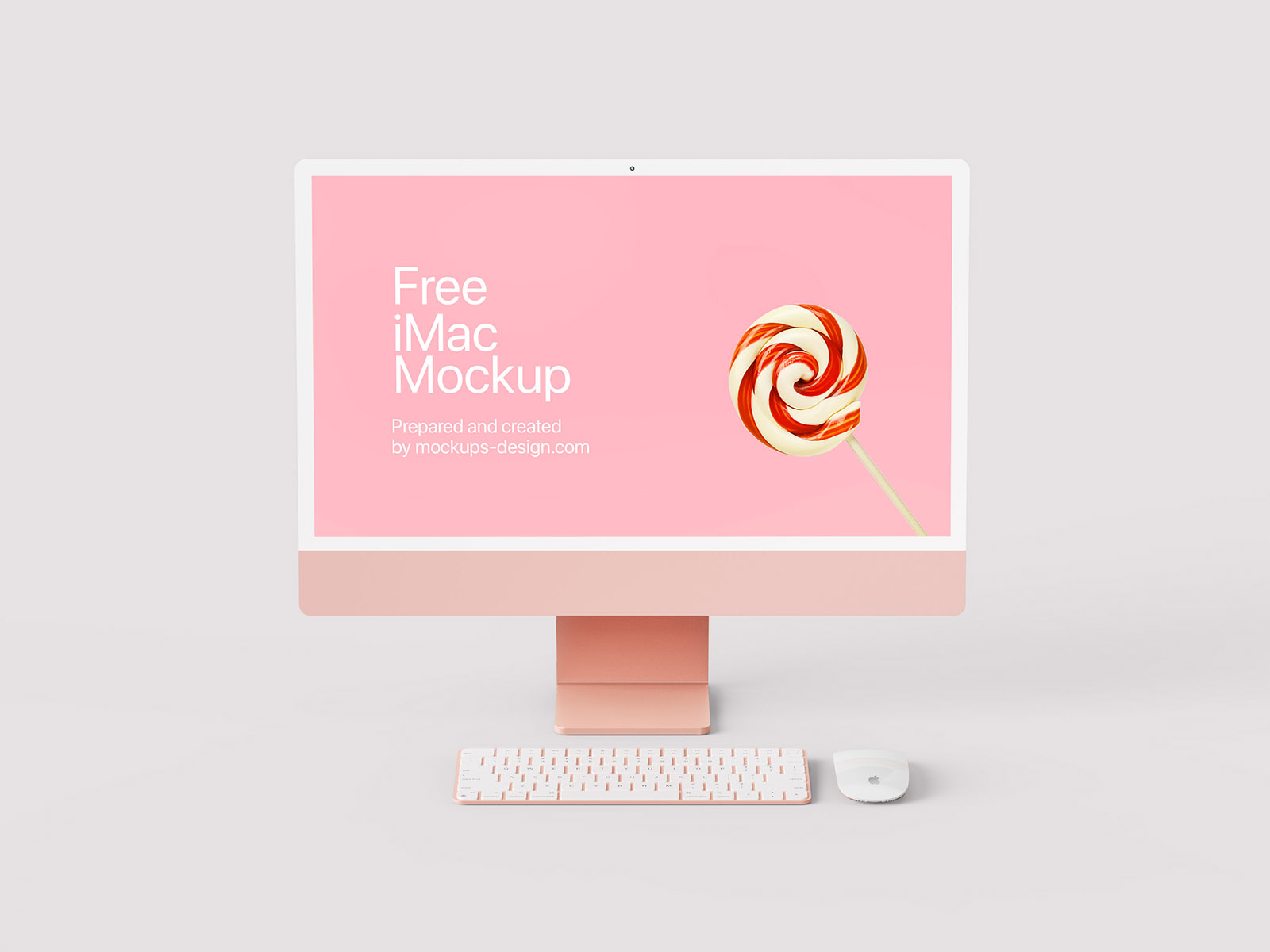 Free Pink iMac 24″ 2022 Mockup PSD Set