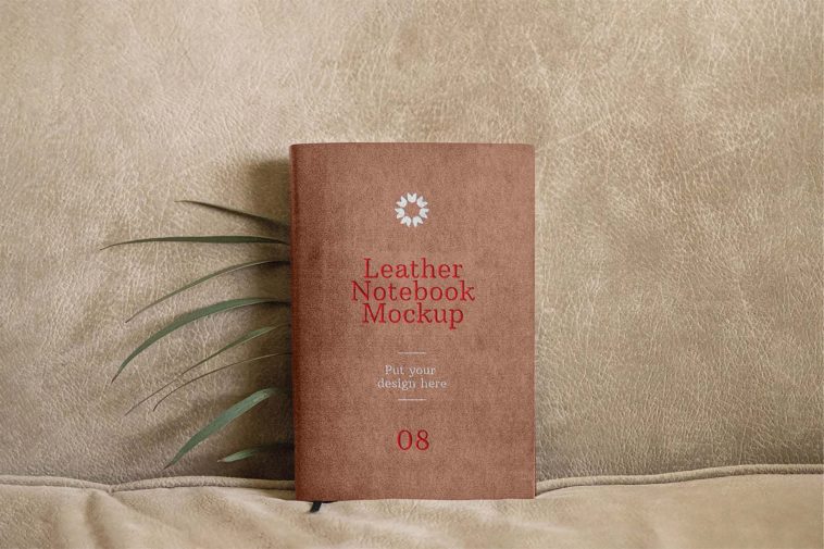 Free Leather Notebook Mockup PSD