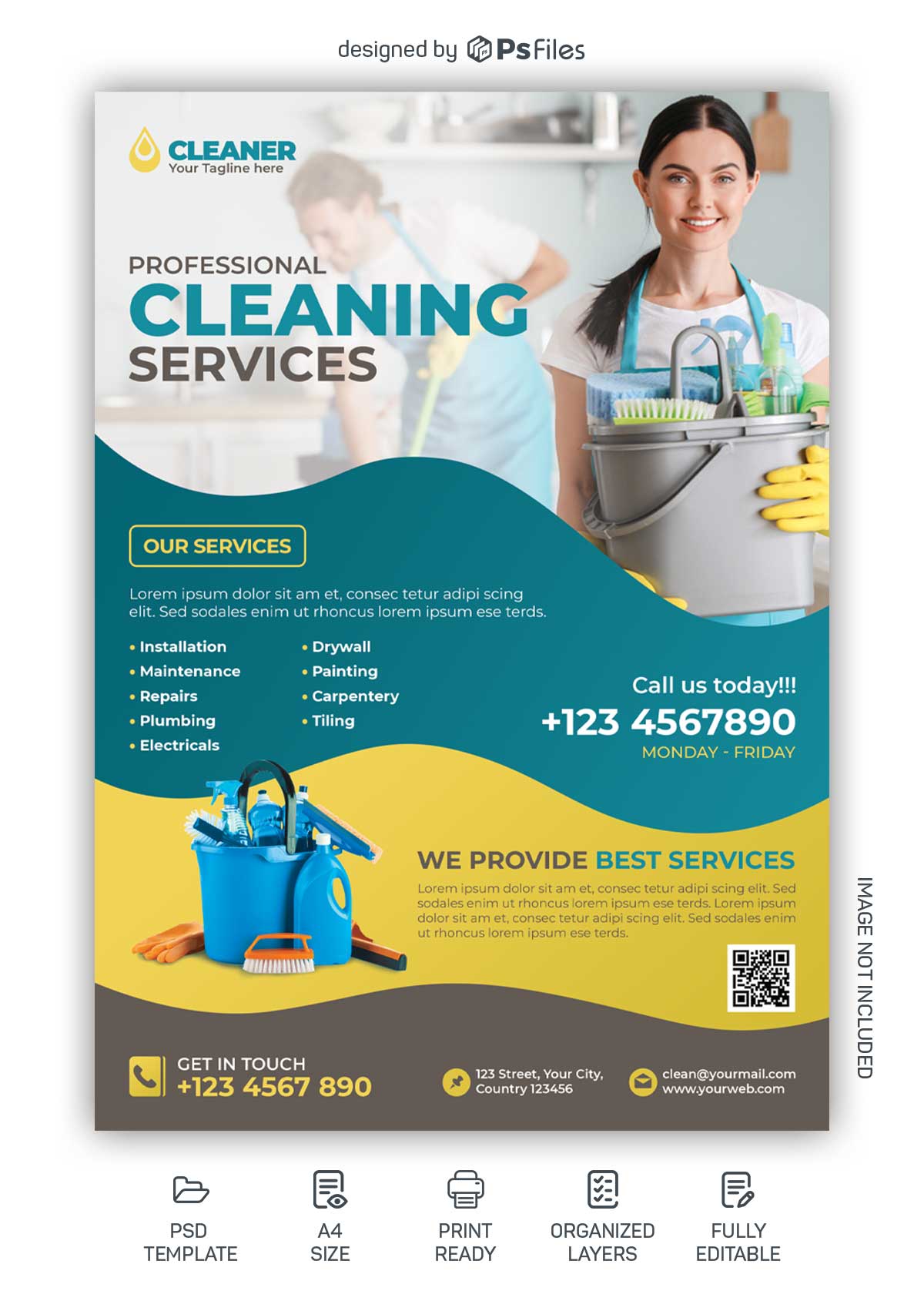 Professional Cleaning Service Business Flyer Design Template Free Psd