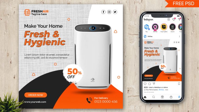Air Purifier Home Appliance Product Instagram Post Design Free Psd