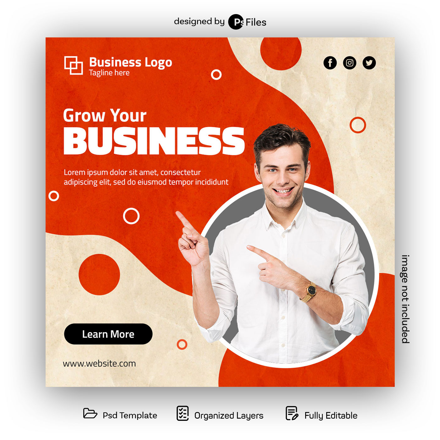 Creative Abstract Shaped New Style Free Instagram Post Design PSD Template for Grow Your Business