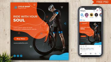 Free Instagram Post Design Template PSD for Cycle Shop Online Sales