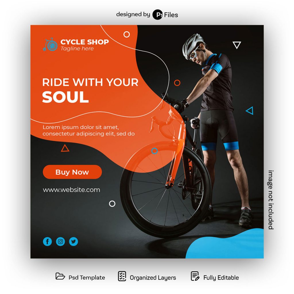Free Instagram Post Design Template PSD for Cycle Shop Online Sales