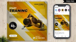 Free Social Media Post Design Template for Fitness Centre
