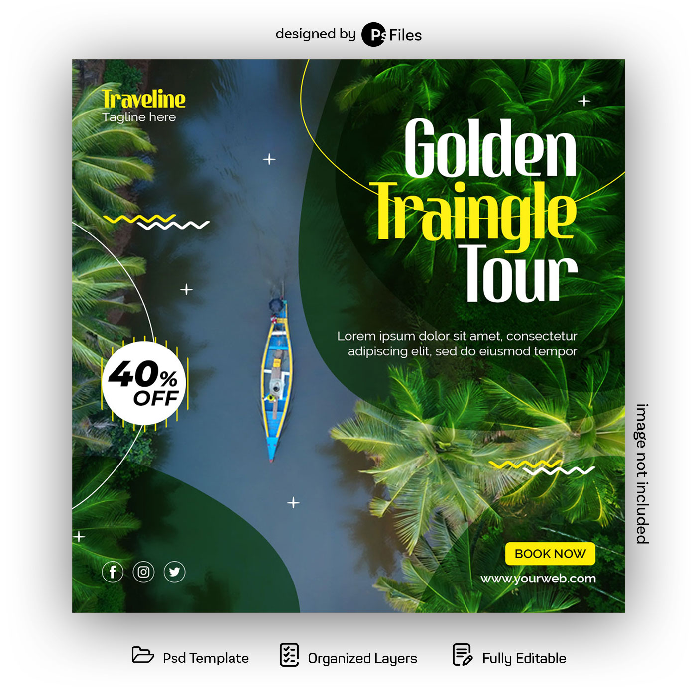 Travel tour instagram post or social media post template Free Psd