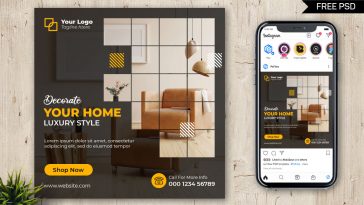 PsFiles Instagram Post Design Template Free Psd for Furniture Online Shop
