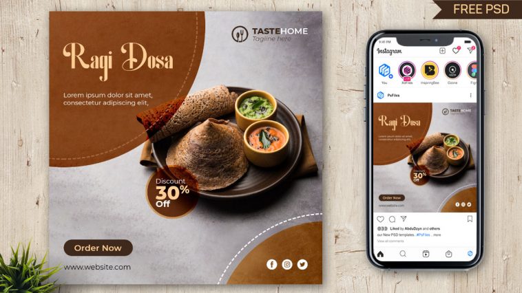 PsFiles South Indian Food Social Media Post Design Template Free Psd