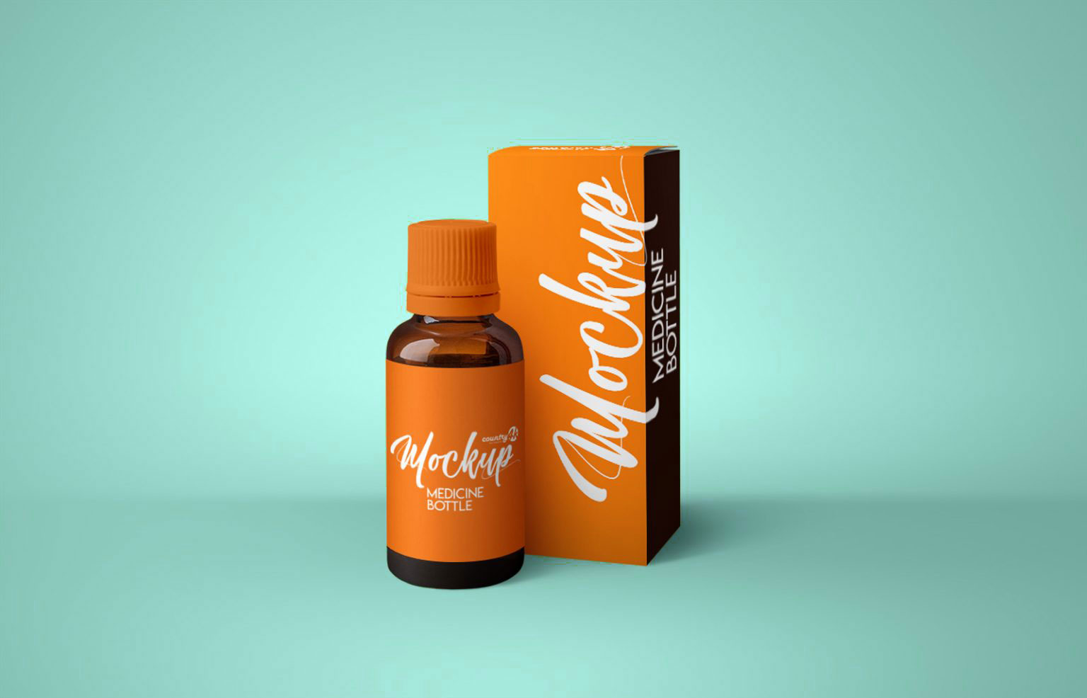 Syrup Amber Bottle Mockup and Packaging Box Mockup - PsFiles