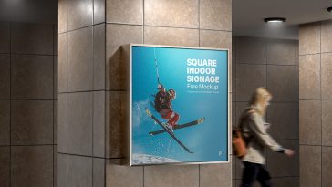 Free Square Indoor Signage Mockup