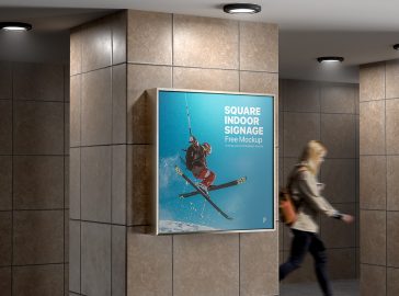 Free Square Indoor Signage Mockup