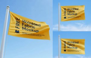 4 Free Waving Flag Mockups PSD Files