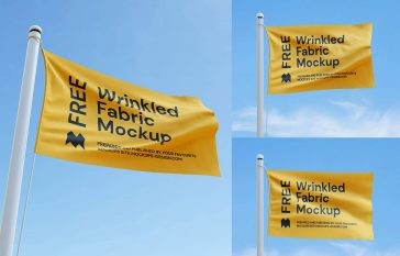 4 Free Waving Flag Mockups PSD Files