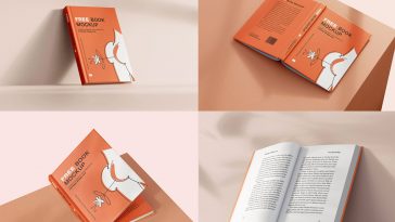 8 Free Hardcover A5 Book Mockup PSD Files