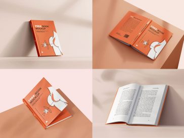 8 Free Hardcover A5 Book Mockup PSD Files