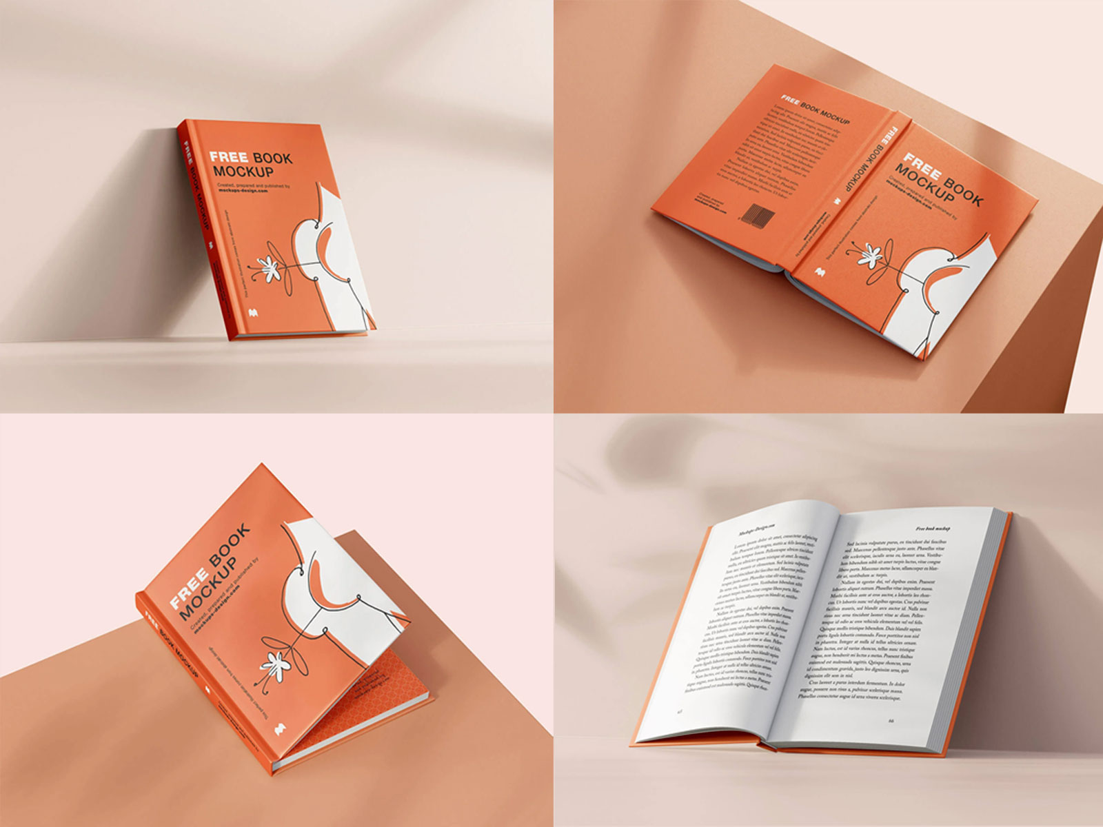 Download Free 8 Free Hardcover A5 Book Mockup PSD sets