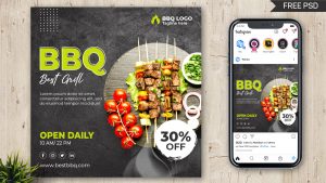 BBQ Grill Food Restaurant Free Instagram Post Design PSD Template