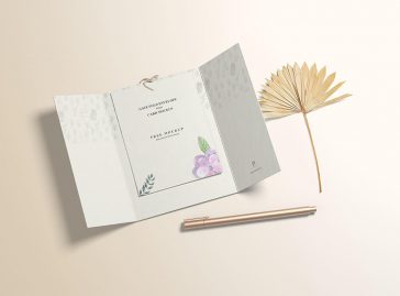 Free Gate Fold Envelope with Card Mockup
