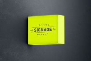 Free Neon Lightbox Signage Mockup PSD