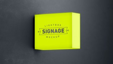 Free Neon Lightbox Signage Mockup PSD