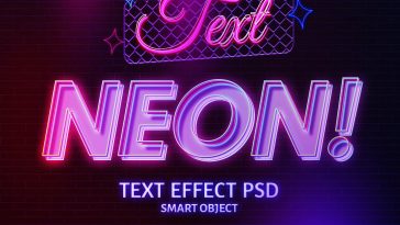 Free Neon Text Effect PSD Editable Template